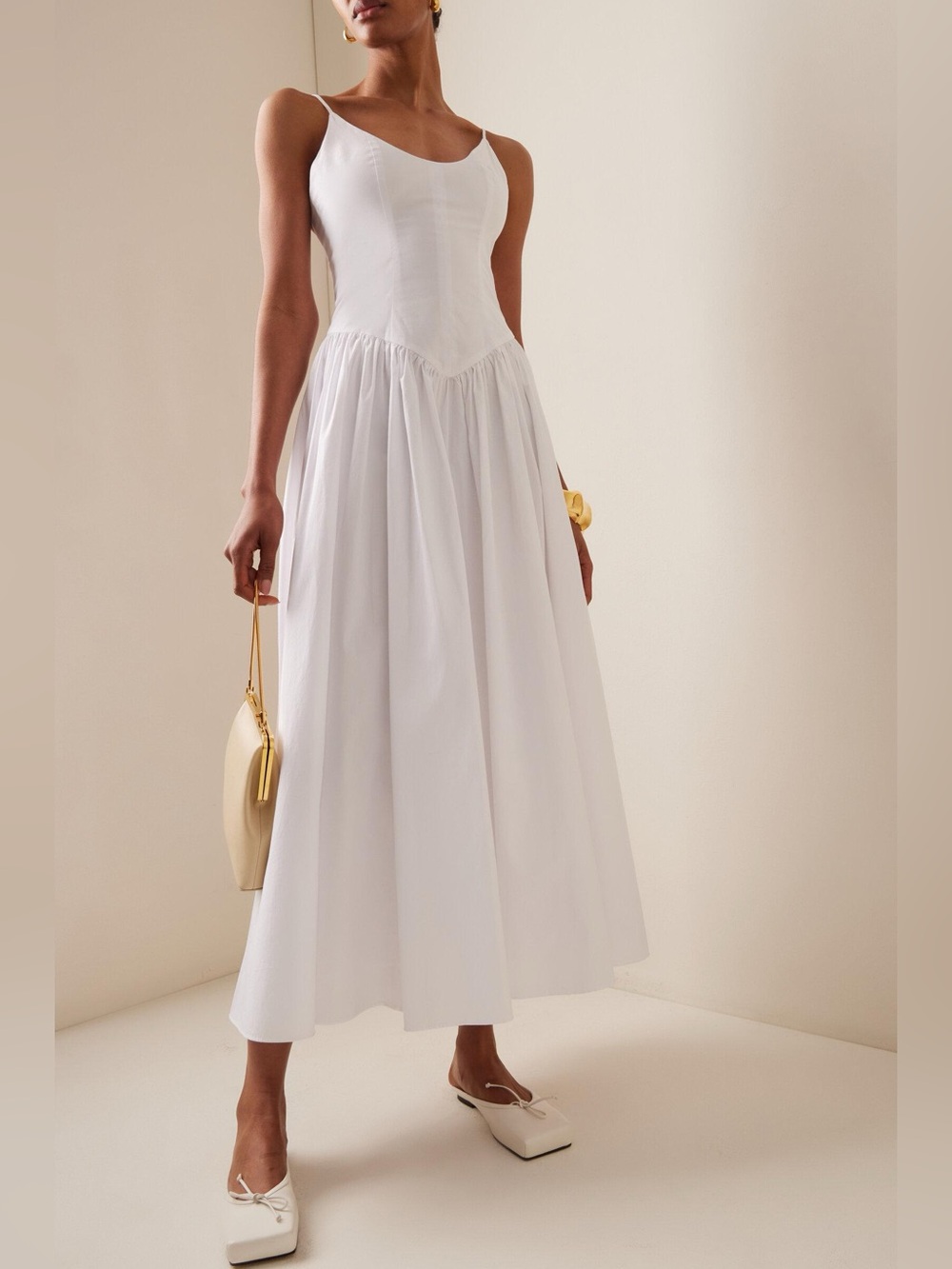 NWT Staud Dena Midi Dress White - Picture 3 of 16